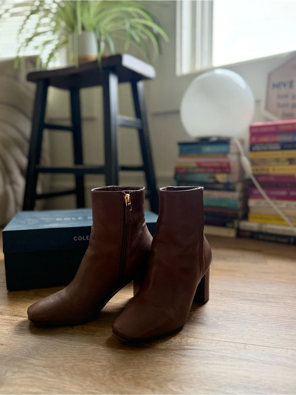 Cole Haan Valley Leather Ankle Booties - Chestnut/Light Brown